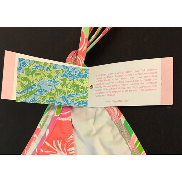 Lilly Pulitzer Sandy String Bottom Ties in Lillys Pink Glady - Large - NEW W/TAG - Picture 6 of 10